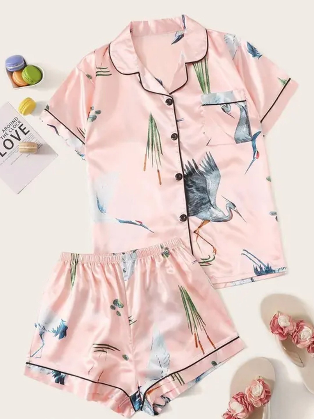 

SHINE N SHOW Women Printed Night suit, Peach