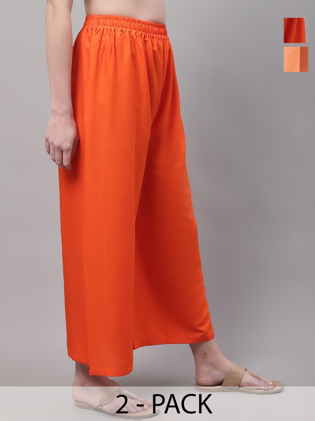 

Valles365 by S.C. Women Pack of 2 Flared Palazzos, Orange