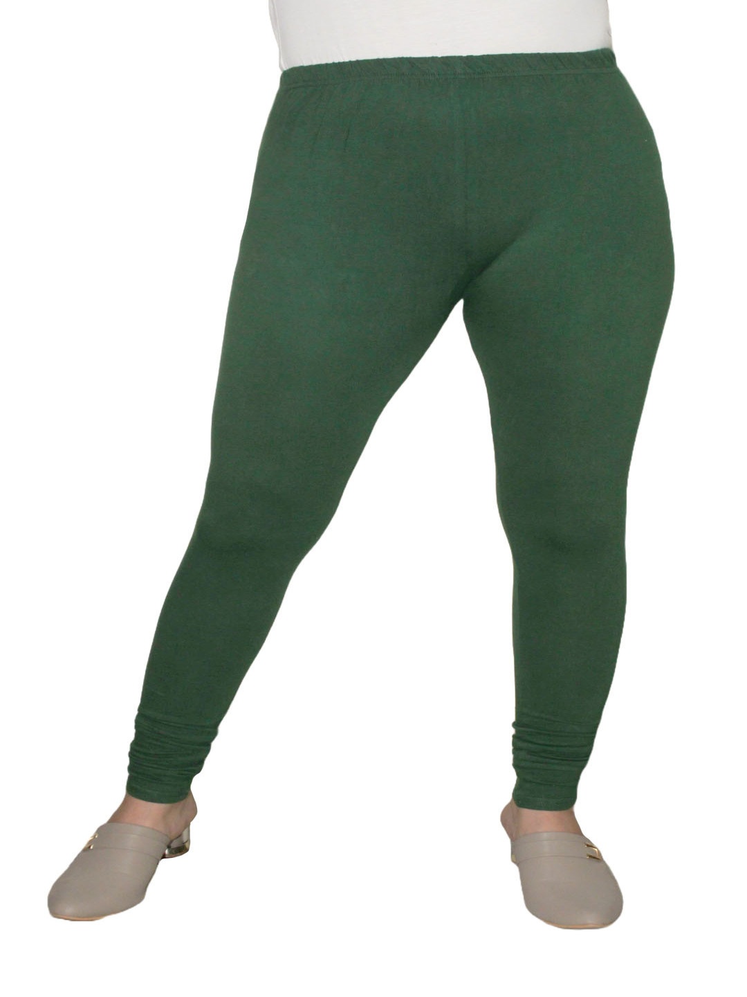 

PINK SHELL Women Cotton Churidar-Length Leggings, Green