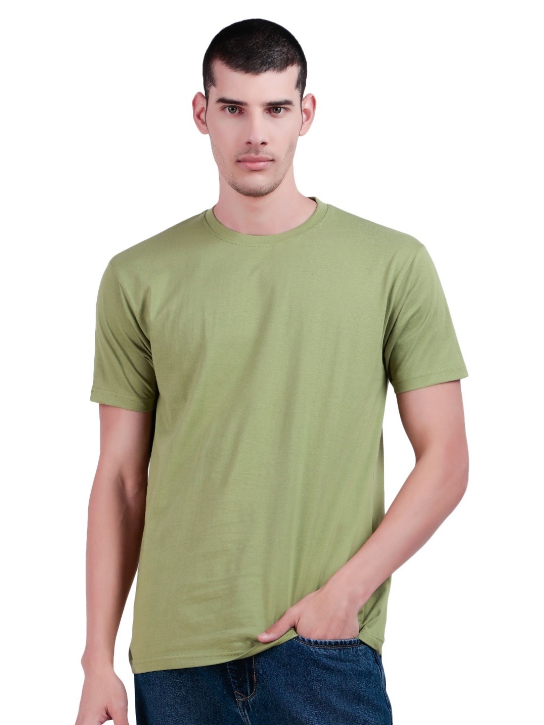 

inner element Men Bio Finish Solid Round Neck Cotton T-shirt, Green