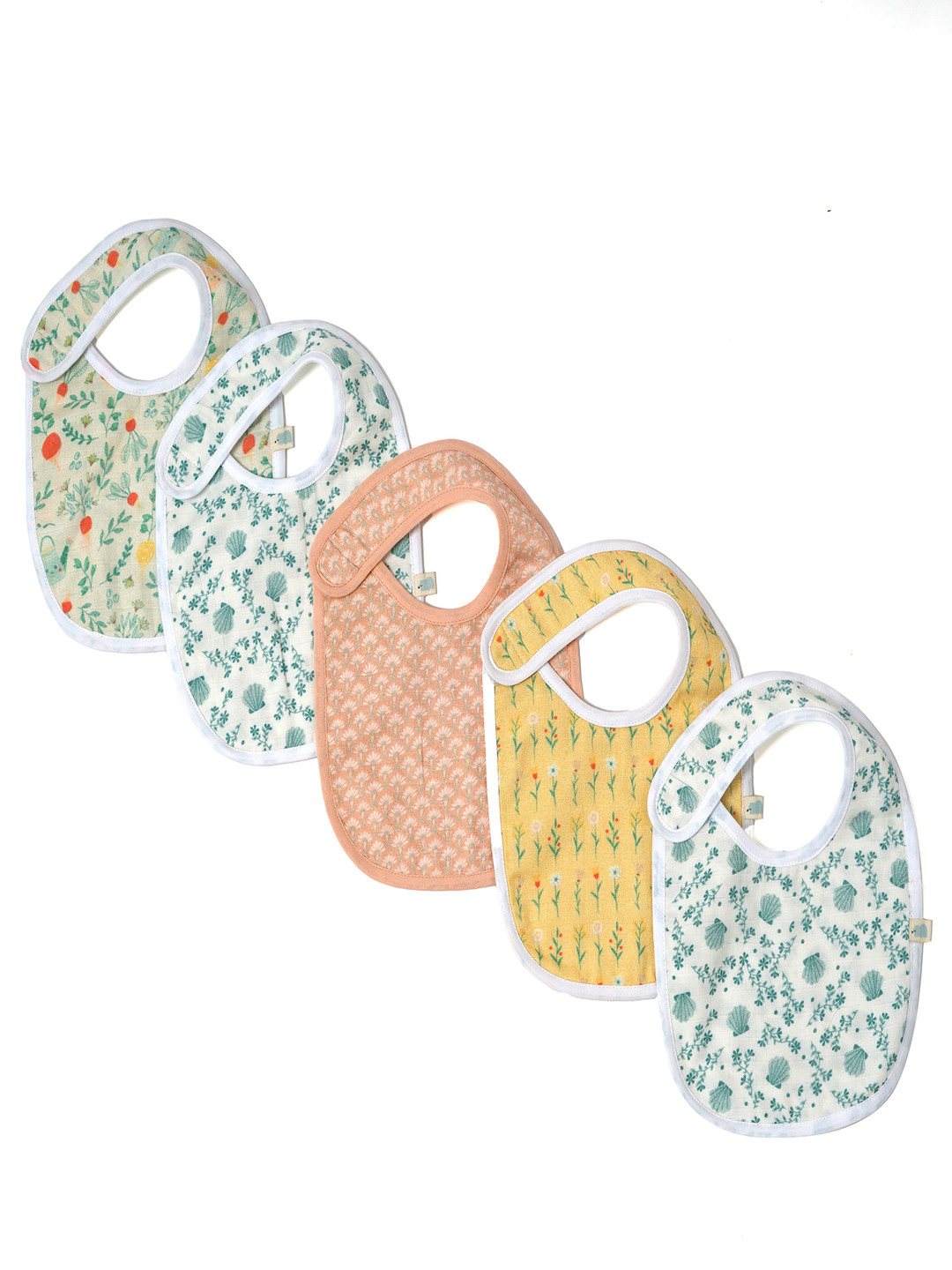 

TIDY SLEEP Kids Pack Of 5 Assorted Pure Cotton Bibs, White