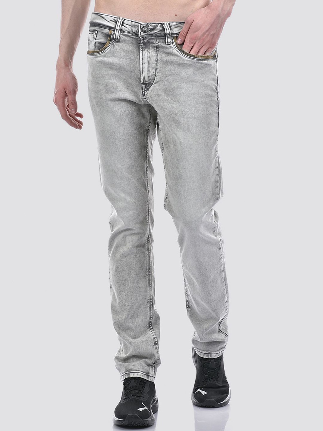 

Lawman pg3 Men Straight Fit Light Fade Stretchable Mid-Rise Jeans, Grey