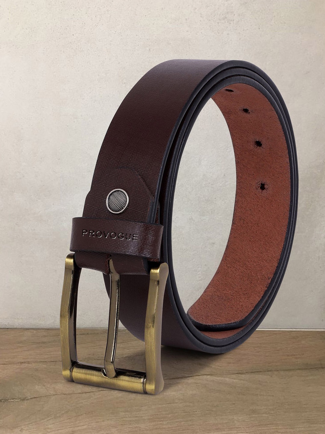 

Provogue Men Textured Leather Formal Belt, Brown