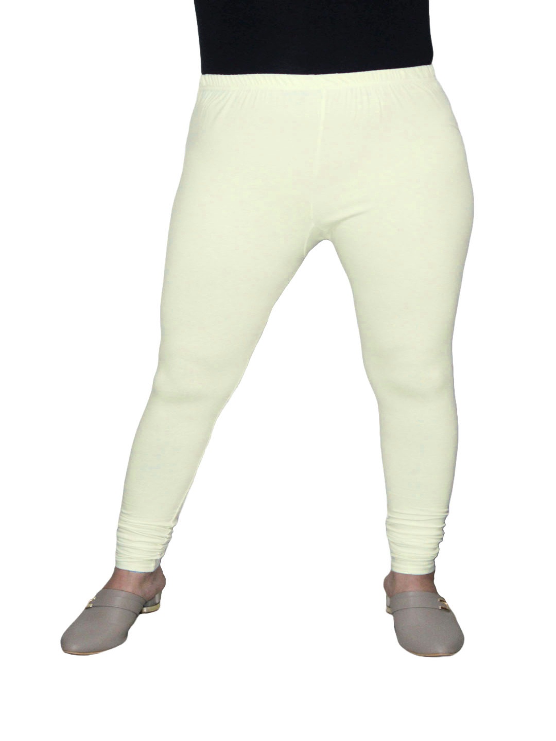 

PINK SHELL Women Cotton Churidar-Length Leggings, Off white