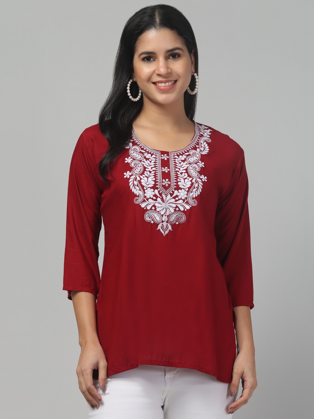 

Trend Level Embroidered Kurti, Maroon