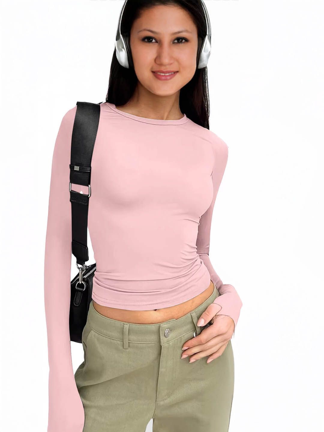 

StyleCast Women Round Neck Crop Top, Pink