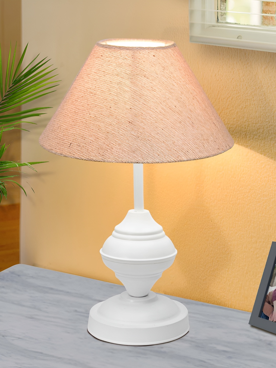 

Homesake Beige Metal Industrial Frusturical Shaped Table Lamp