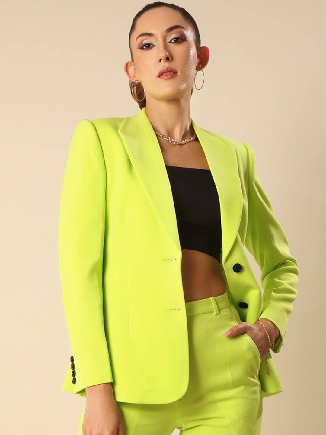 

VOLCAPE Tailored Fit Single Breasted Blazer, Green