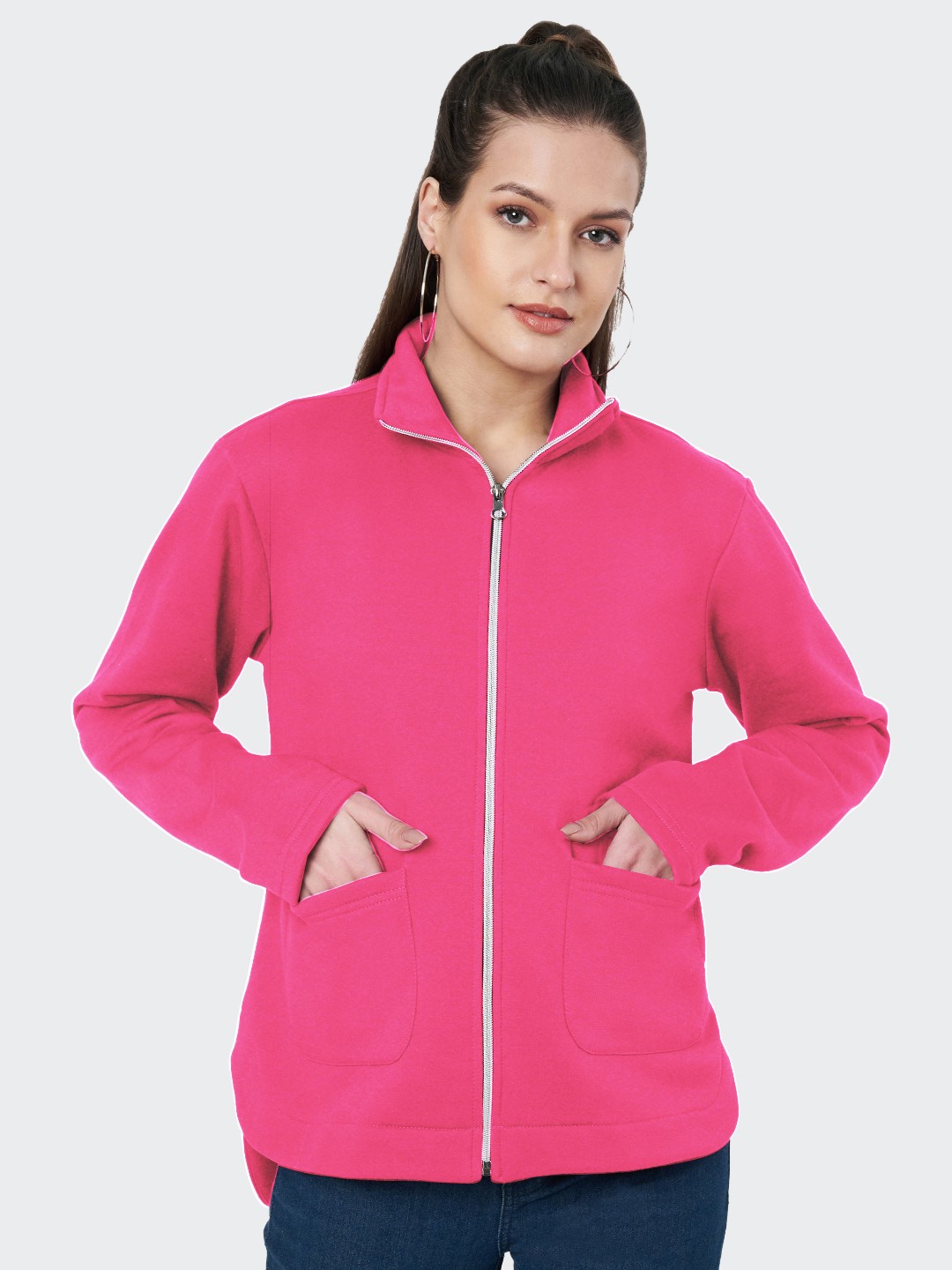 

BRINNS Women Fleece Open Front Jacket, Magenta