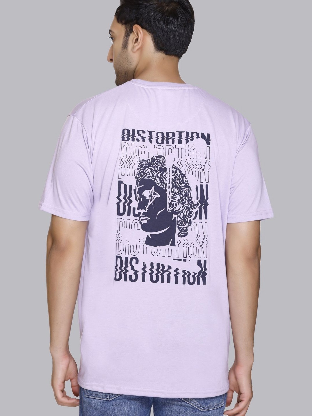 

STELVIN Men Printed Applique T-shirt, Lavender