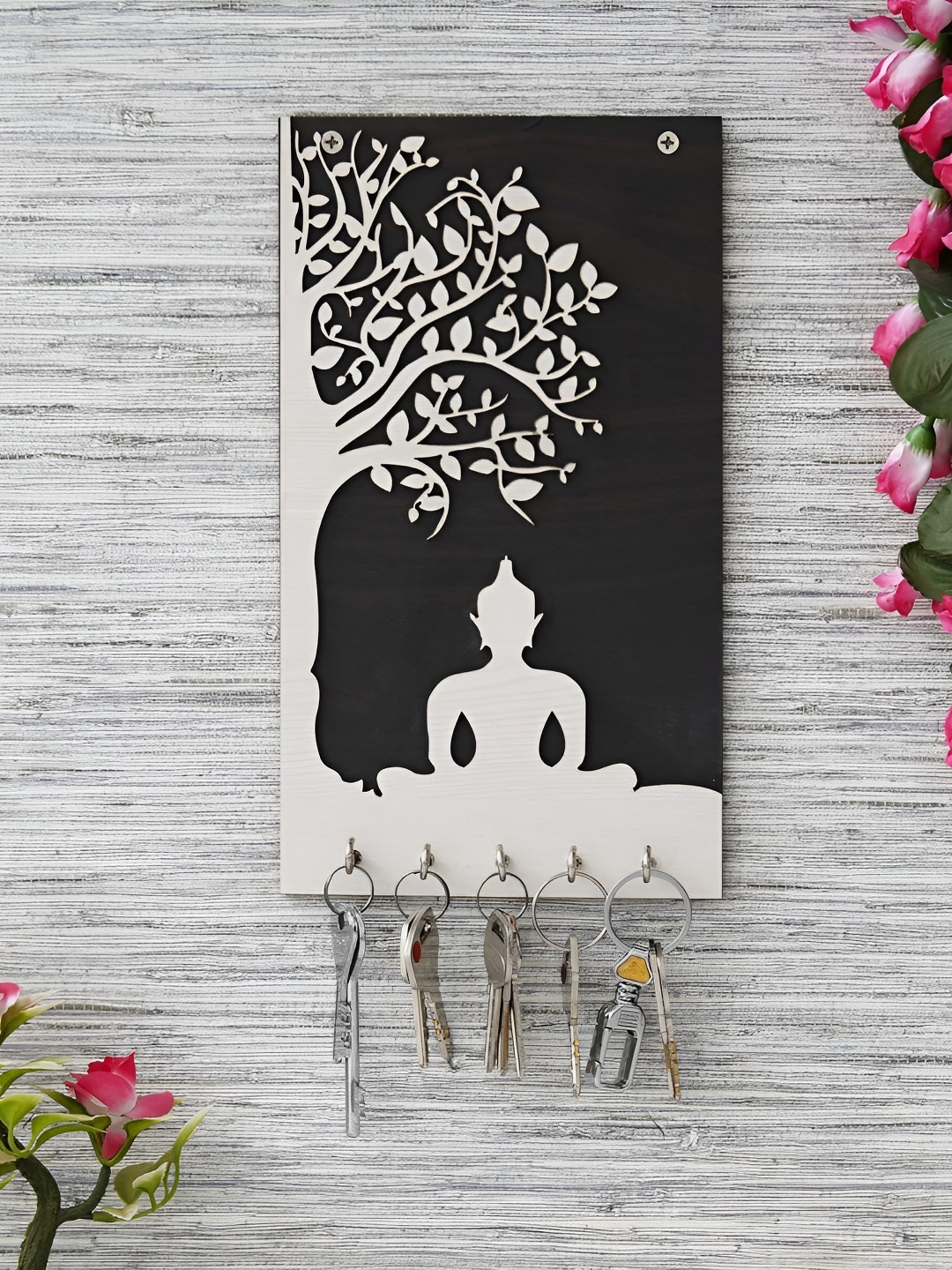 

Webelkart Brown Beige Wooden Gautam Buddha Key Holder