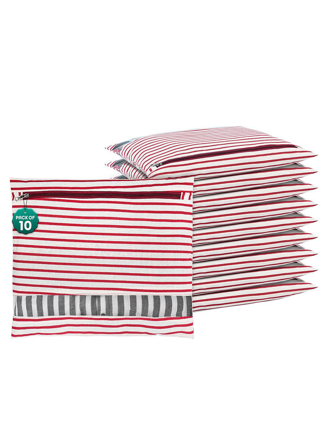 

Kuber Industries Maroon 10 Pcs Regular Clothes Storage Single Packing Bag DrawerOrganiser