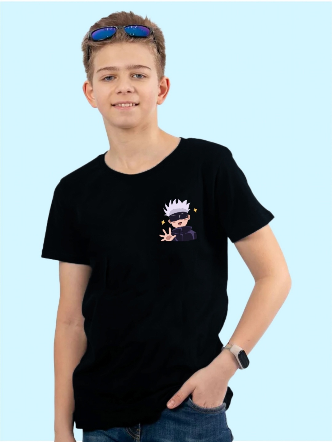 

Uniplanet store Boys Typography Printed Applique T-shirt, Black
