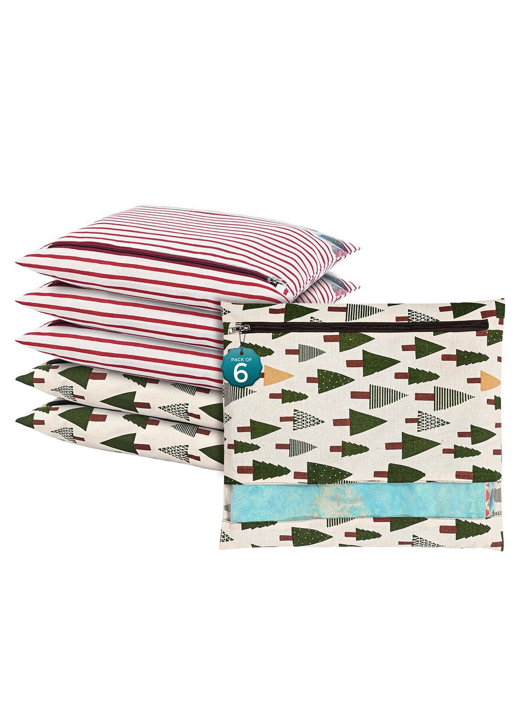 

Kuber Industries Green 6 Pcs Regular Single Saree Cover Multi-Utility Storage Organisers