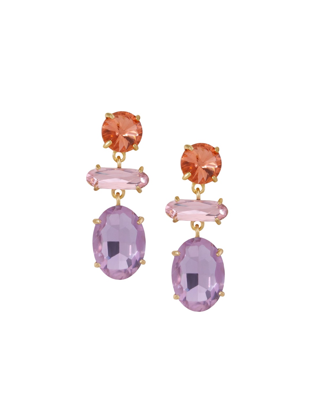 

Just Lil Things Artificial Stones Studded Contemporary Drop Earrings, Purple