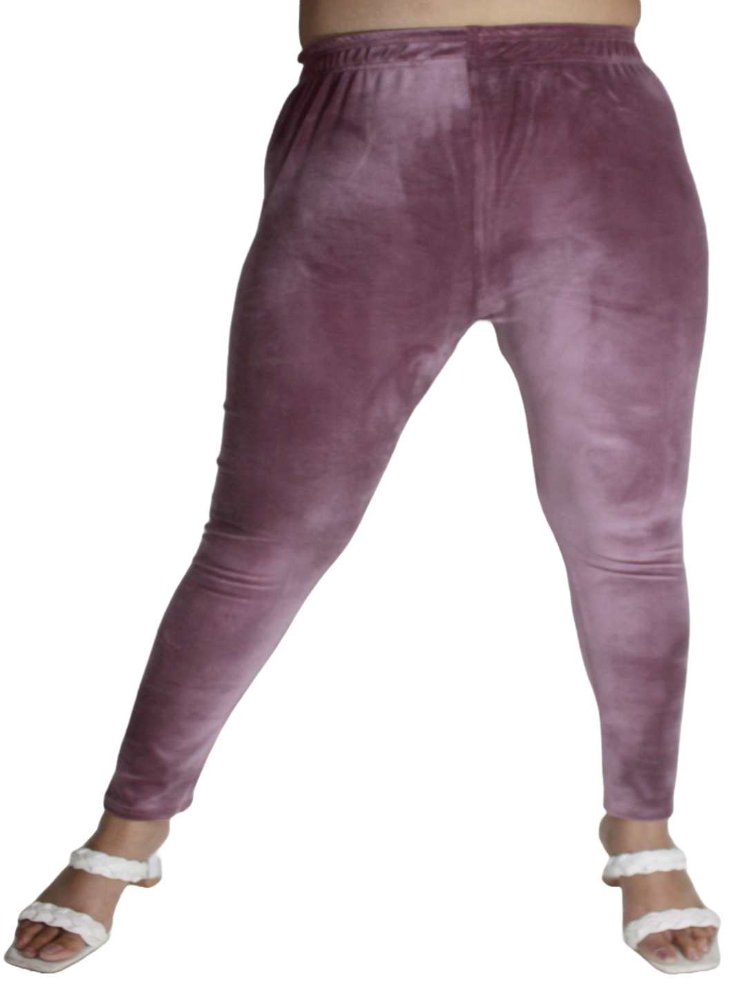 

PINK SHELL Women Velvet Mid-Rise Ankle-Length Leggings, Purple