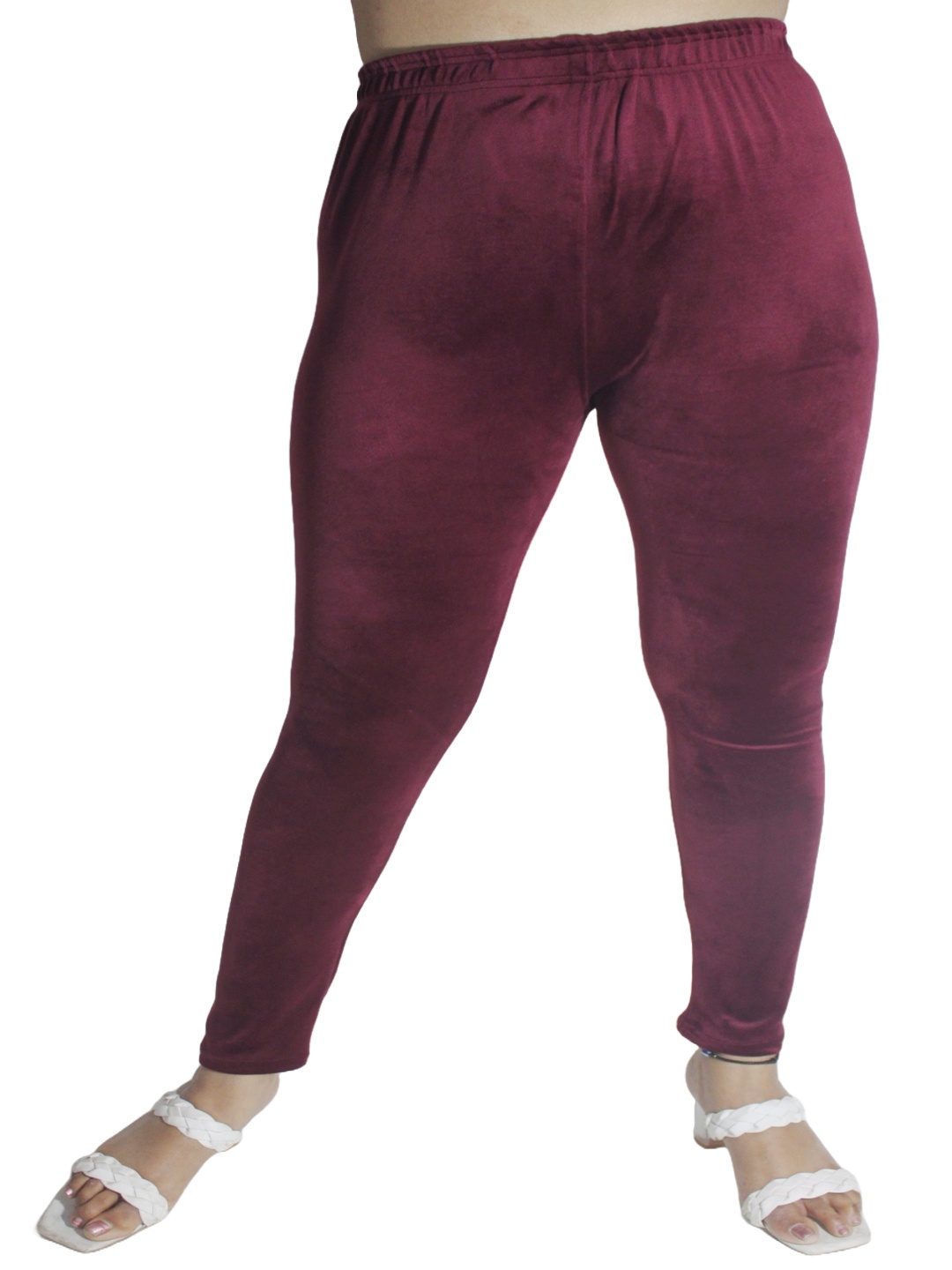 

PINK SHELL Women Velvet Ankle-Length Leggings, Burgundy