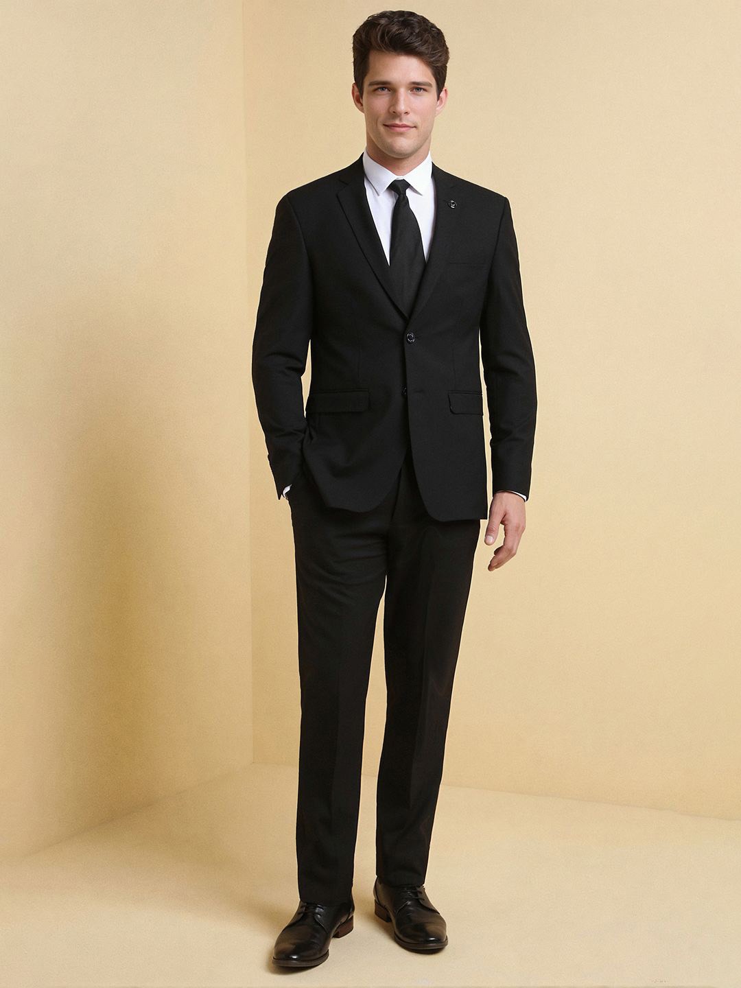 

Allen Solly Slim Fit Single-Breasted Two Piece Formal Suit, Black