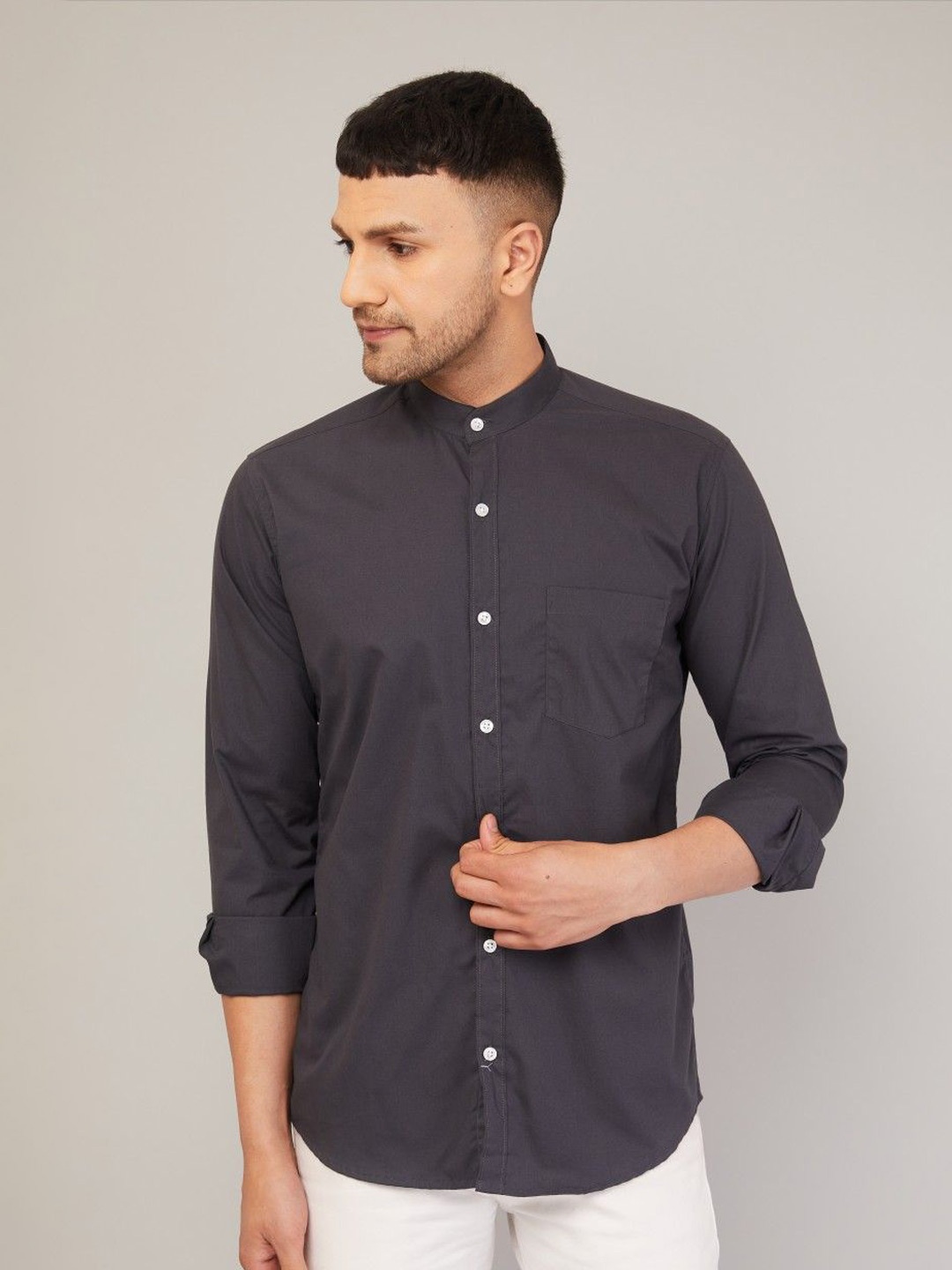 

Le Mec Men Opaque Casual Shirt, Grey