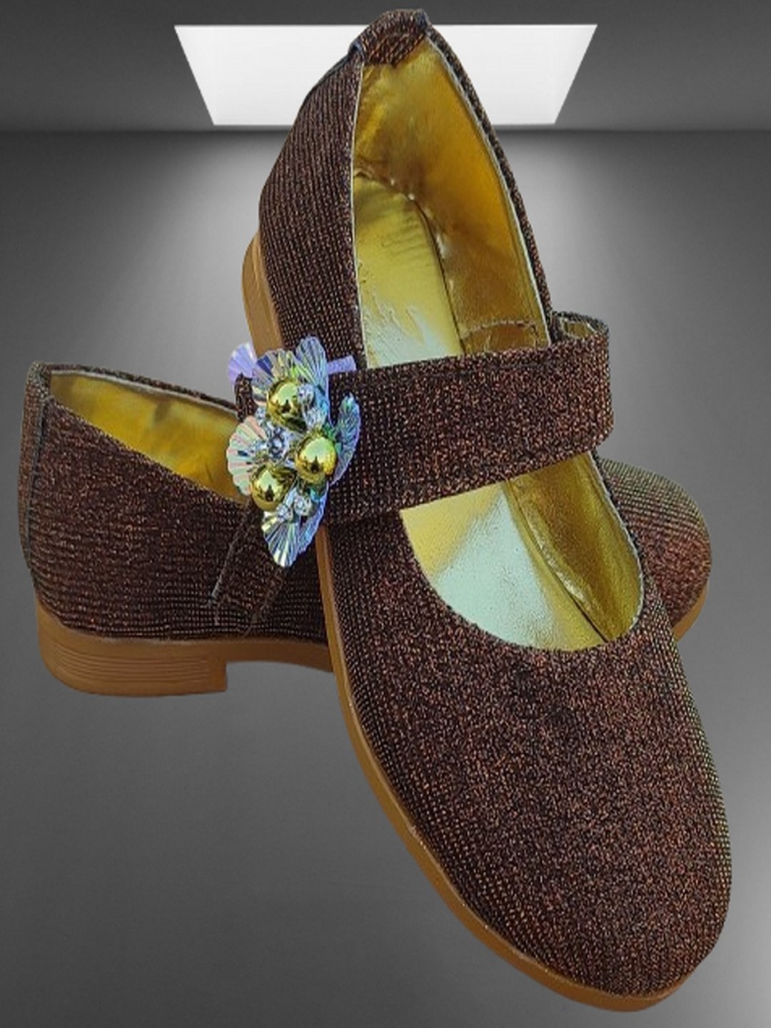 

NEW LATEST Girls Embellished Ballerinas, Brown