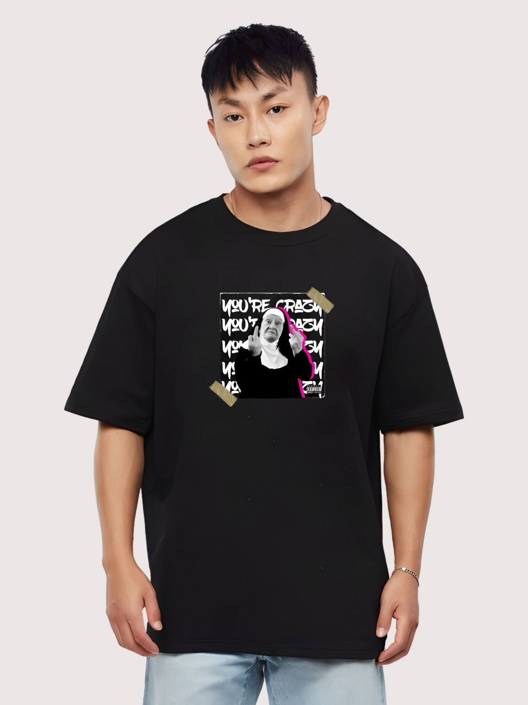 

Moda Rapido Men Drop-Shoulder Sleeves T-shirt, Black