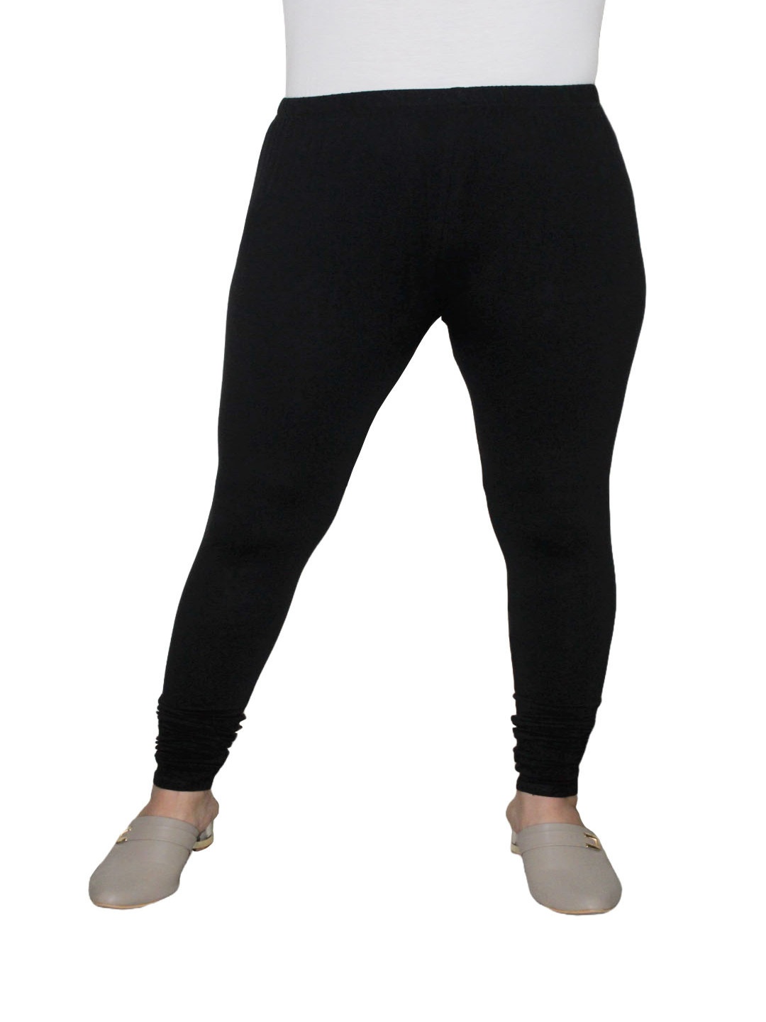 

PINK SHELL Women Churidar-Length Cotton Leggings, Black