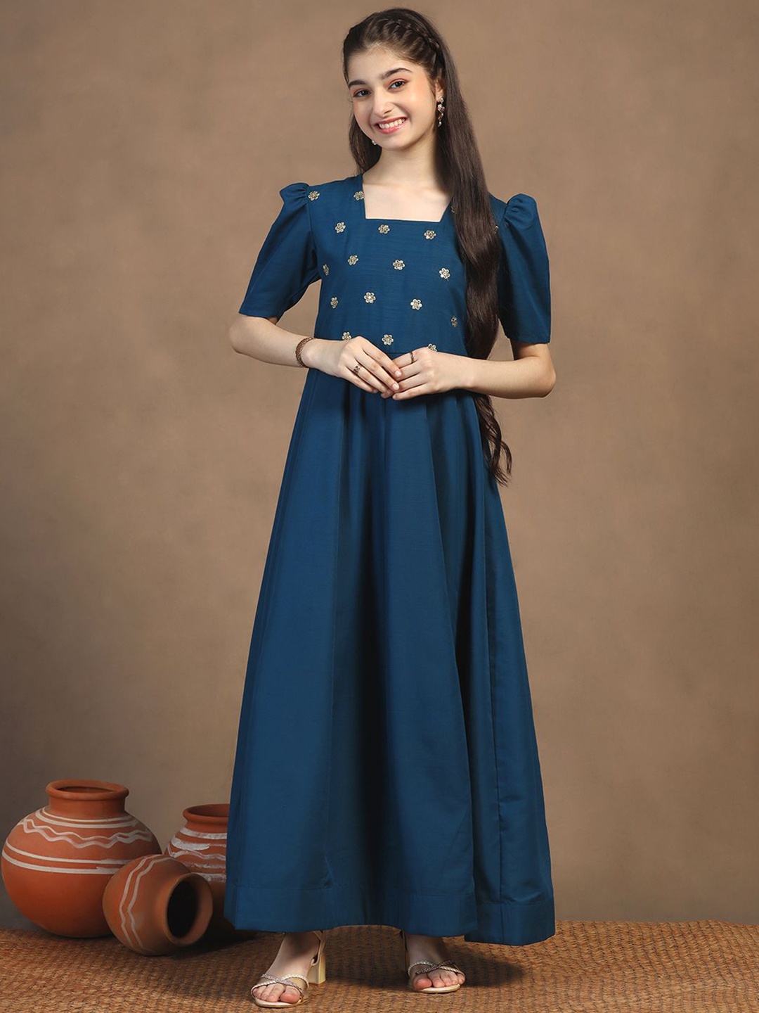 

FASHION DREAM Girls Embroidered Fit & Flare Ethnic Dresses, Blue