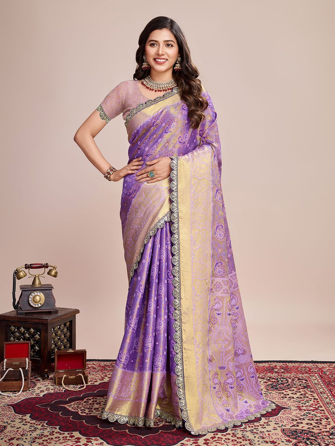 

Suha Woven Design Zari Art Silk Saree, Purple