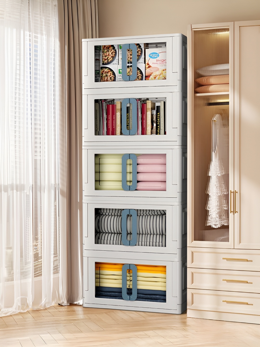 

UPC Grey & White 5 Pieces Storage Cube - Multi-Purpose Space-Saving Organizers
