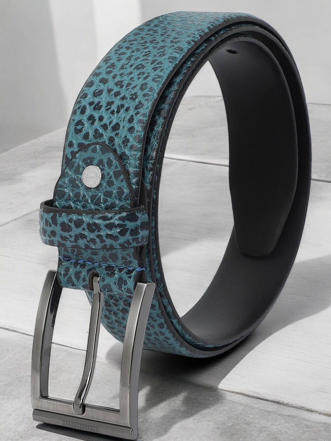 

Provogue Men Textured Leather Formal Belt, Blue