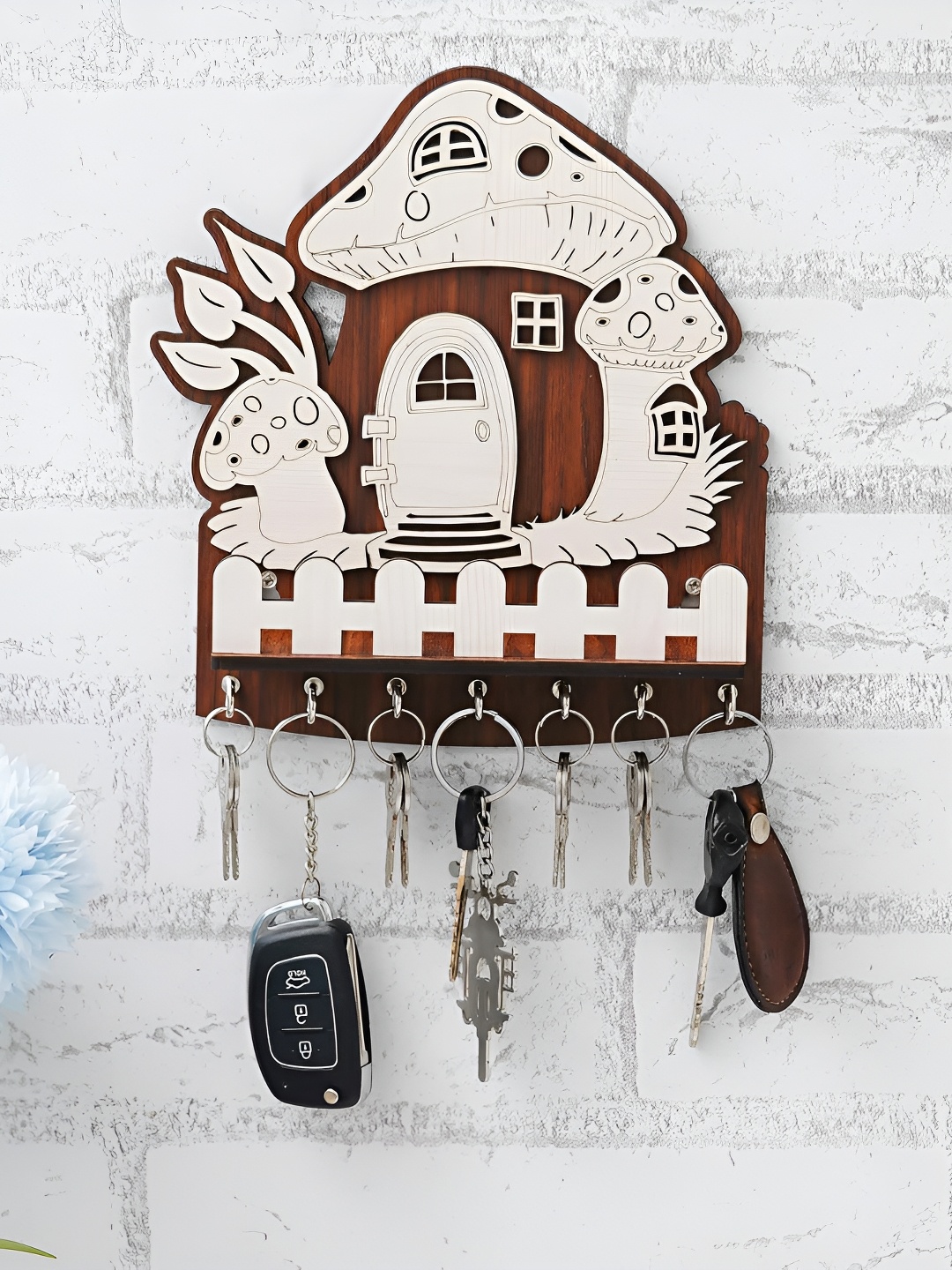 

Webelkart Brown & White Wooden 7-Hooks Key Holders