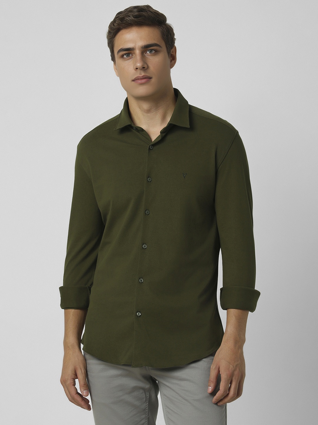 

Van Heusen Sport Men Slim Fit Opaque Casual Shirt, Olive