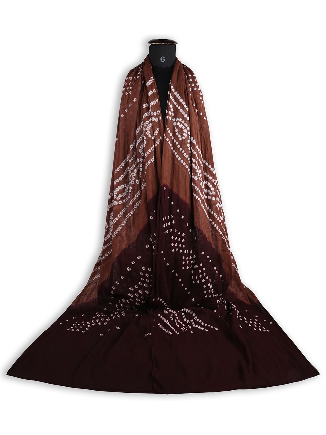 

Wish Karo Printed Tie and Dye Dupatta, Brown