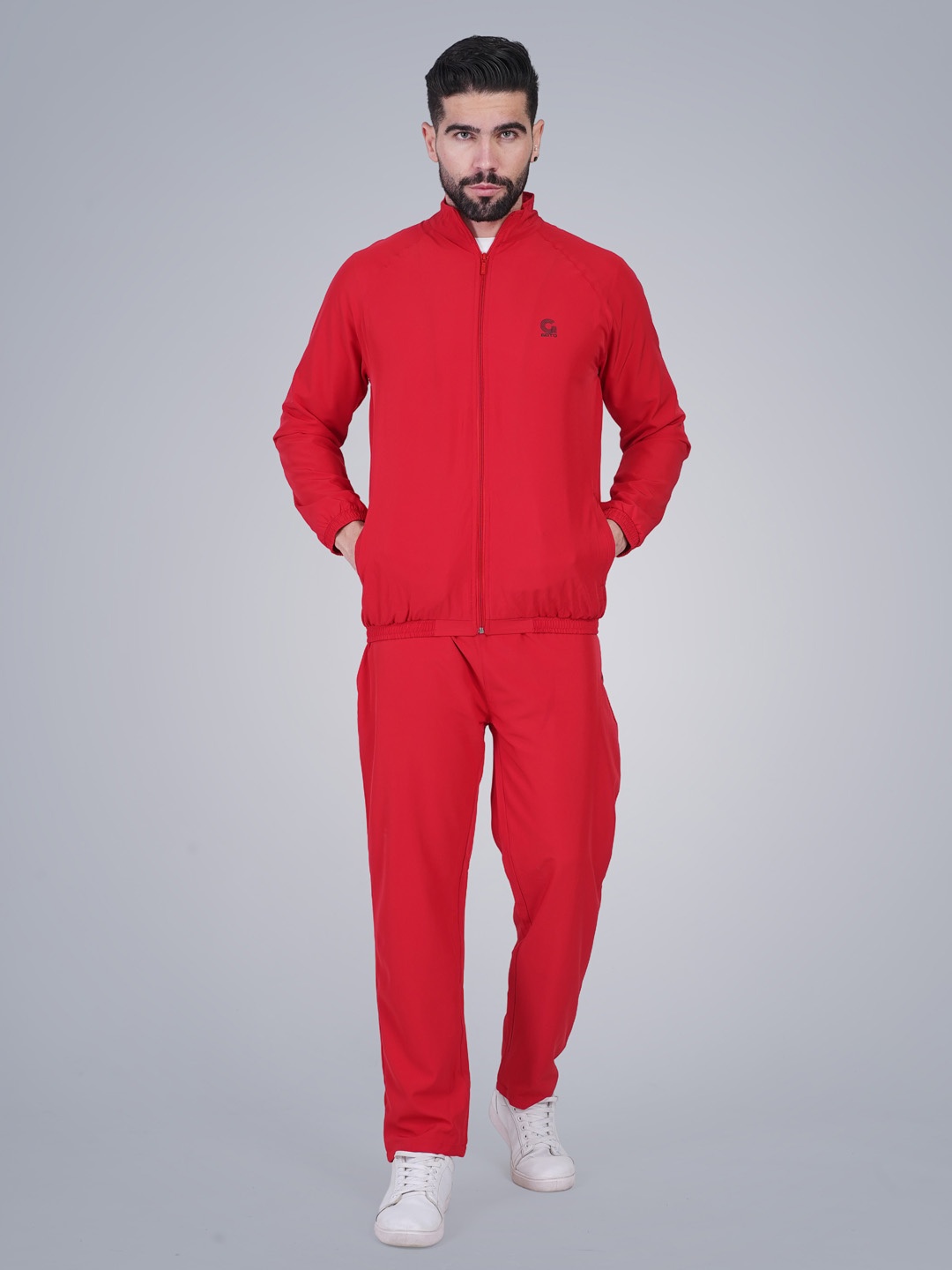 

GOTO Men Mock Collar Tracksuits, Red