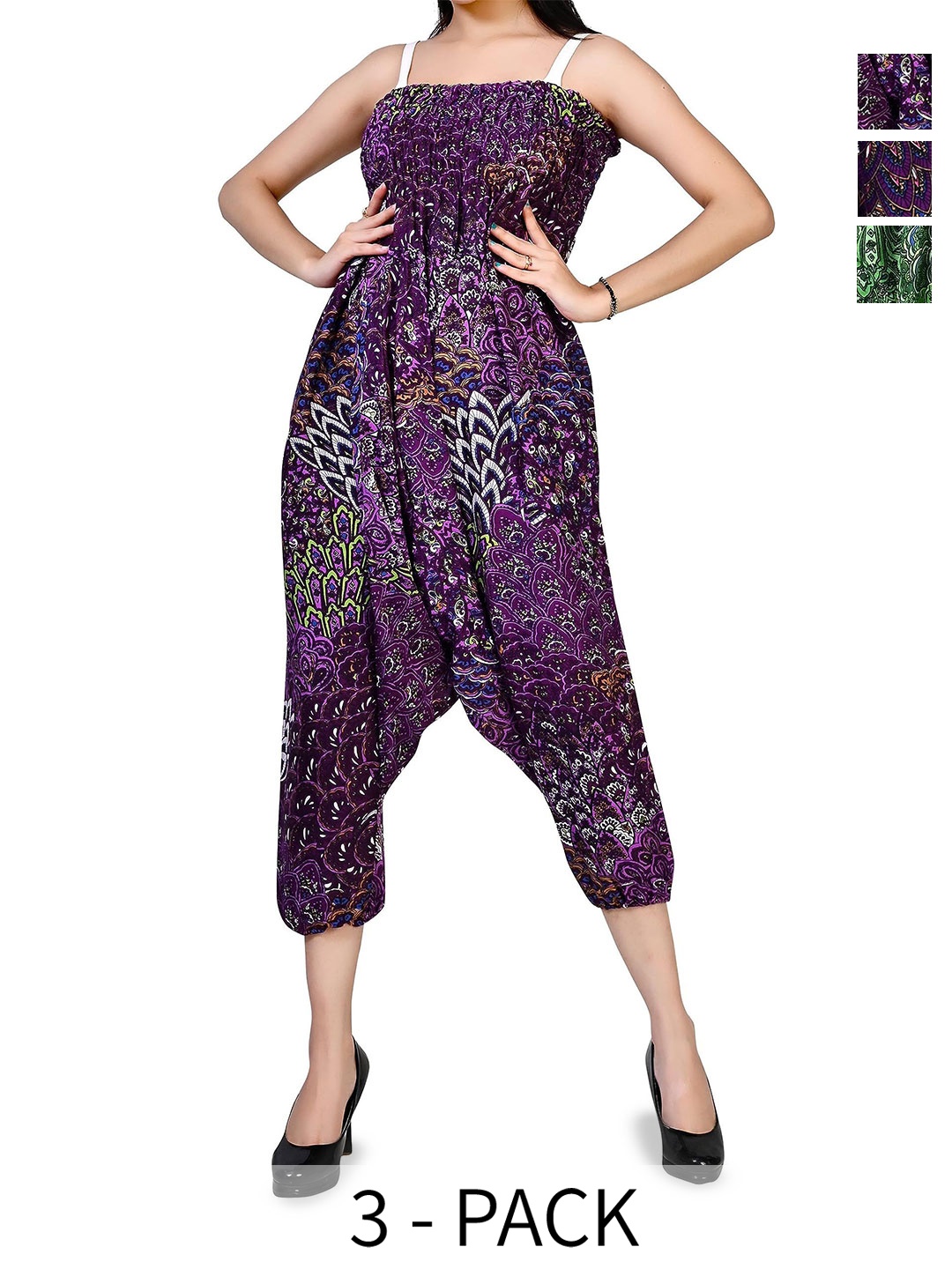 

NarNari Pack Of 3 Printed Harem Pants, Purple