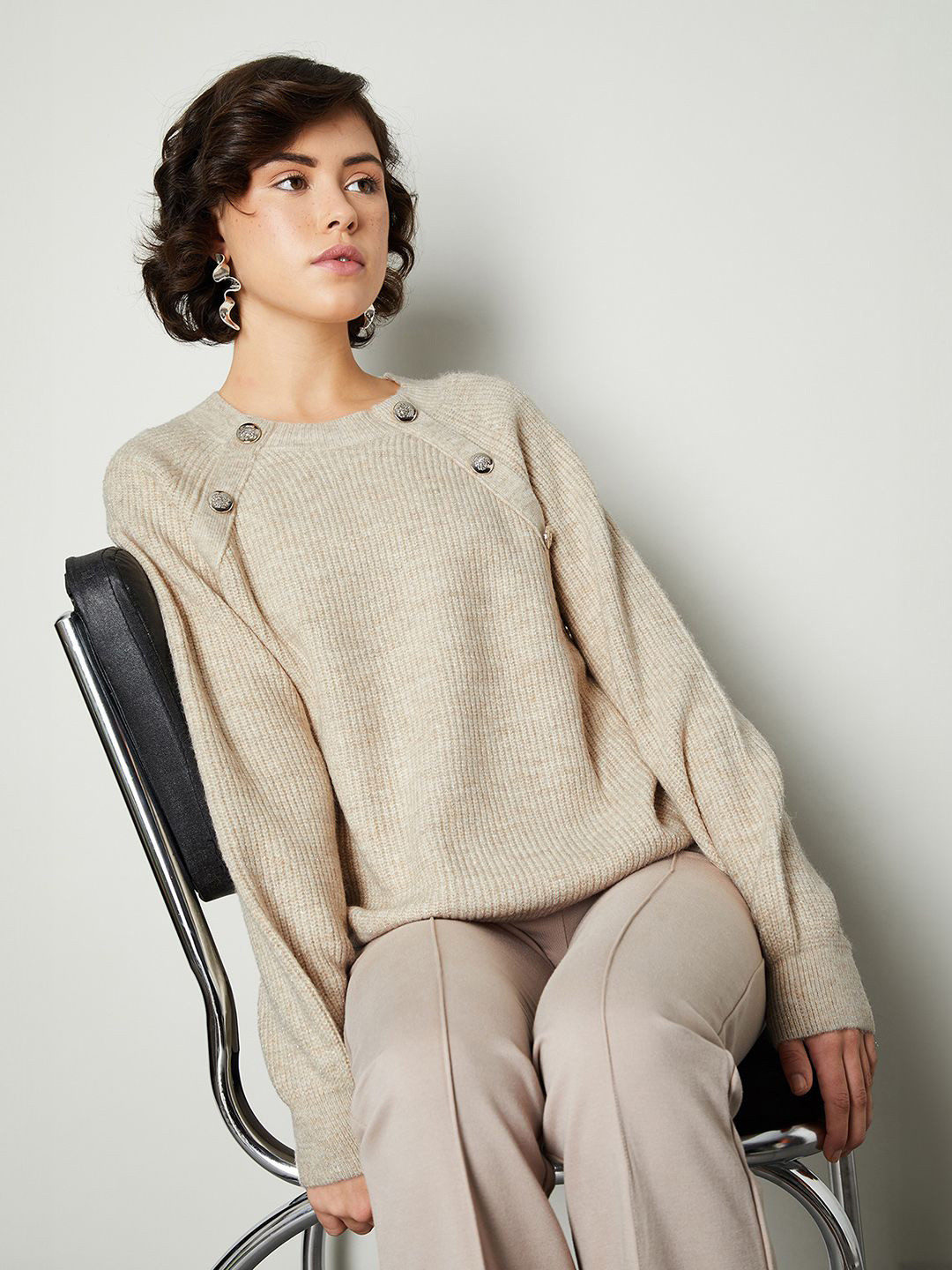 

max Women Cable Knit Pullover, Brown