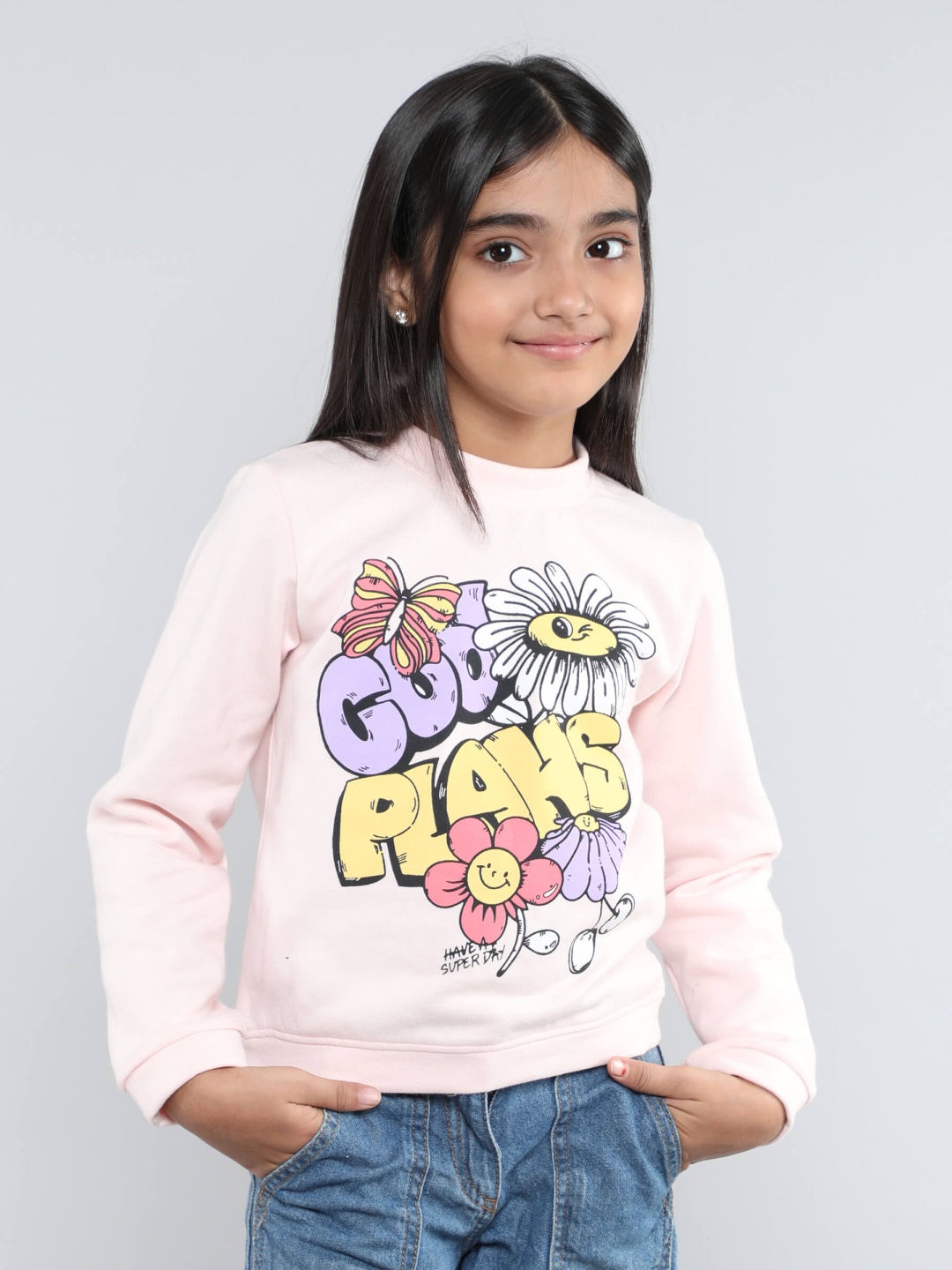 

taffykids Girls Printed Sweatshirt, Pink