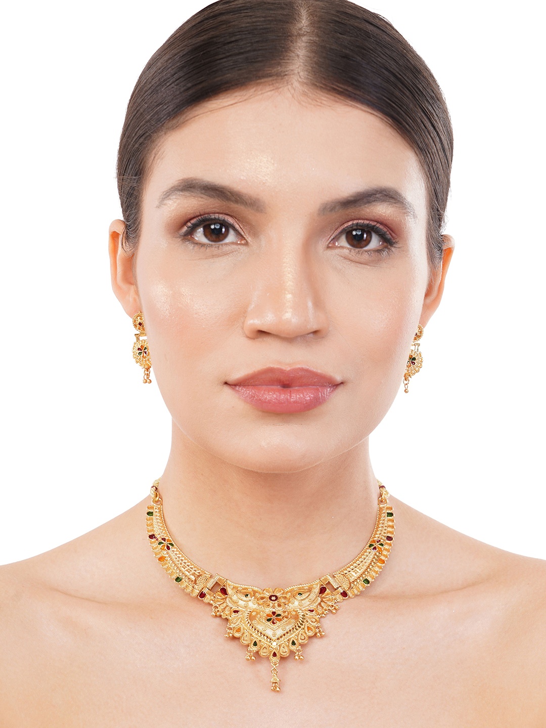 

Zhouse Gold-Plated Textured Jewellery Set