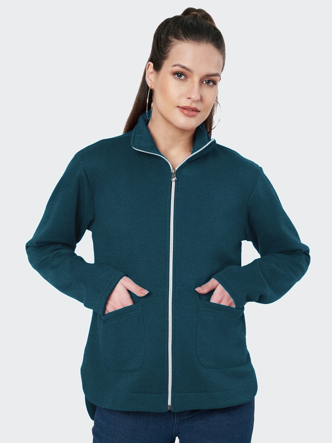 

BRINNS Women Fleece Open Front Jacket, Teal
