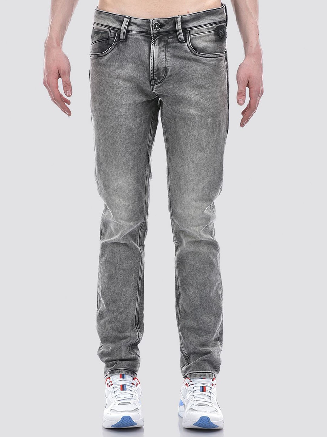 

Lawman pg3 Men Solid Slim Fit Light Fade Stretchable Jeans, Grey