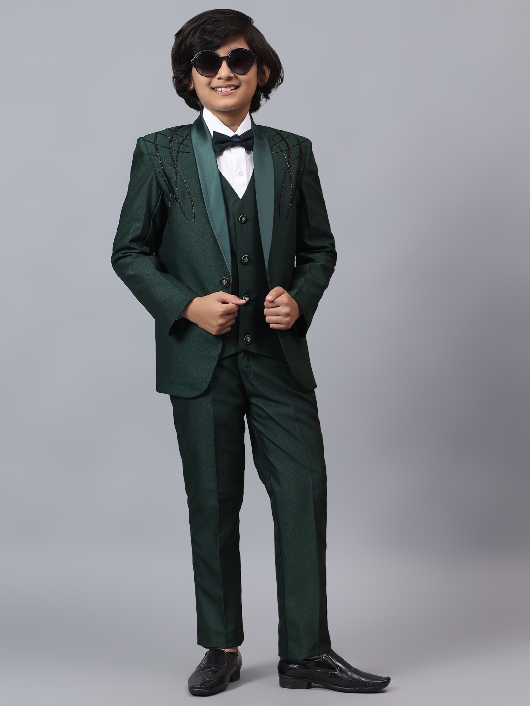 

BAESD Boys Self Design 5 Piece Suit, Green
