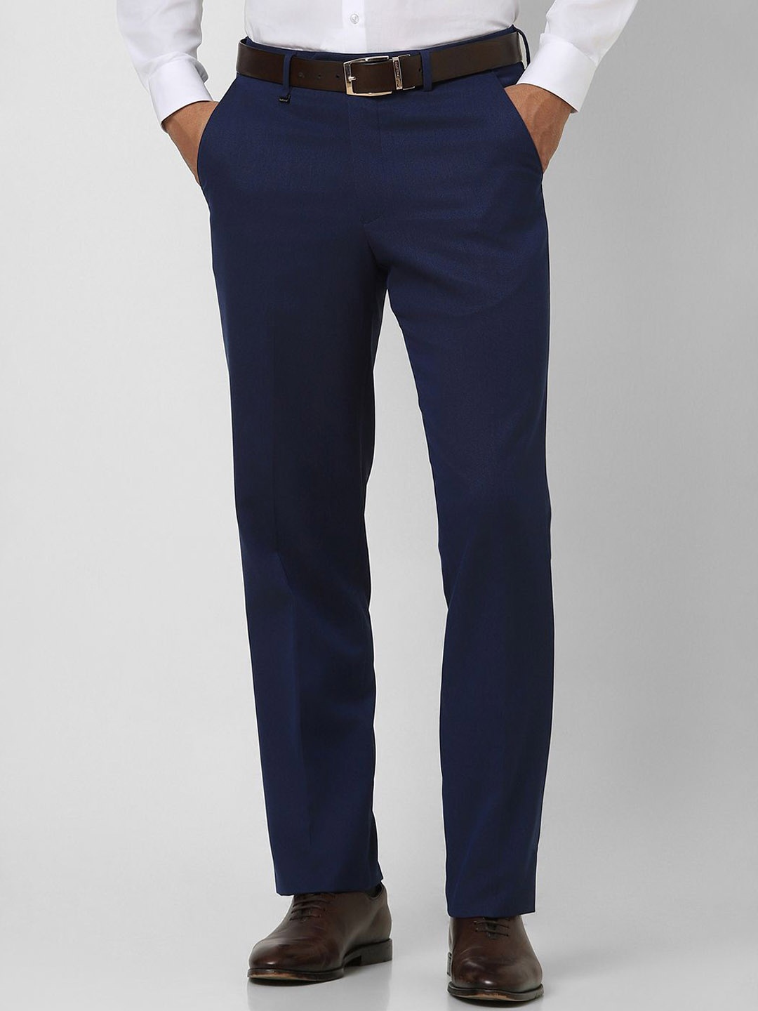 

Van Heusen Men Mid-Rise Flat-Front Formal Trousers, Navy blue