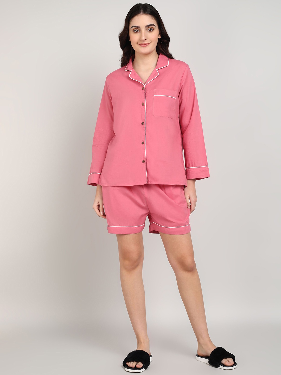 

Label Ceres Women Pure Cotton Night suit, Pink