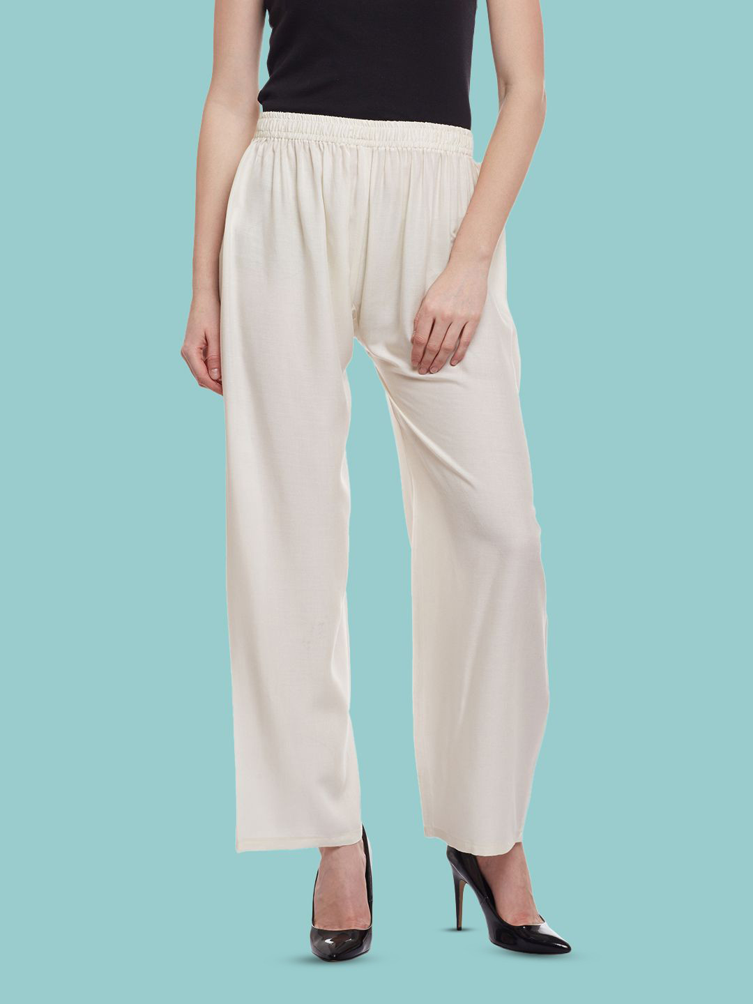 

Castle Lifestyle Women Straight Fit Ethnic Palazzos, Off white
