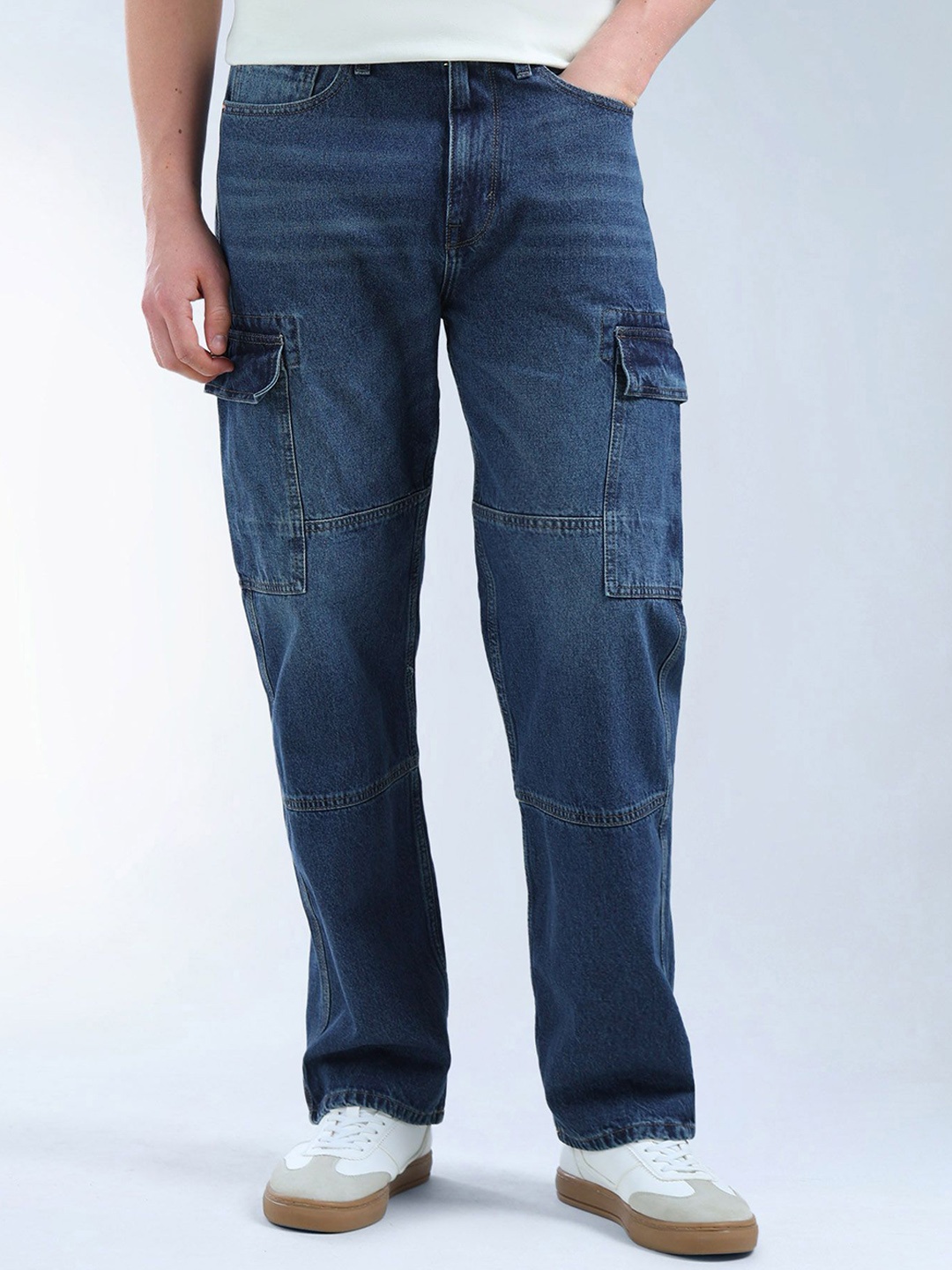

Flying Machine Cobain 90'S Loose Fit Whiskered Jeans, Blue