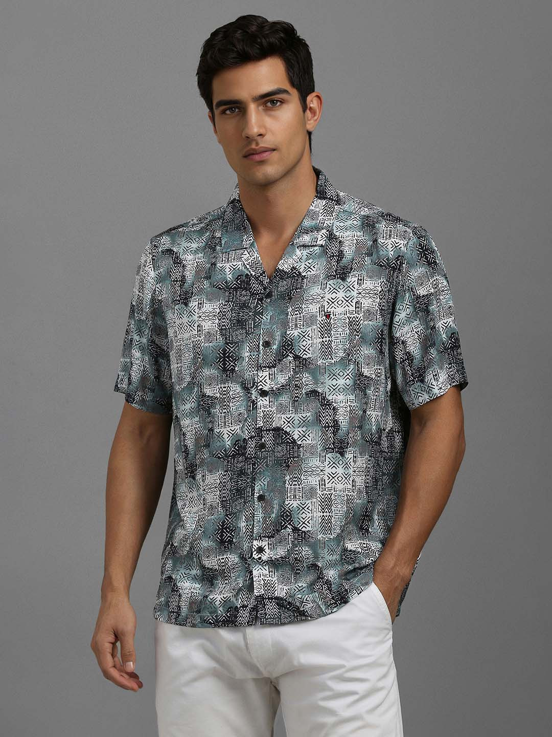 

Louis Philippe Sport Men Slim Fit Geometric Printed Casual Shirt, White