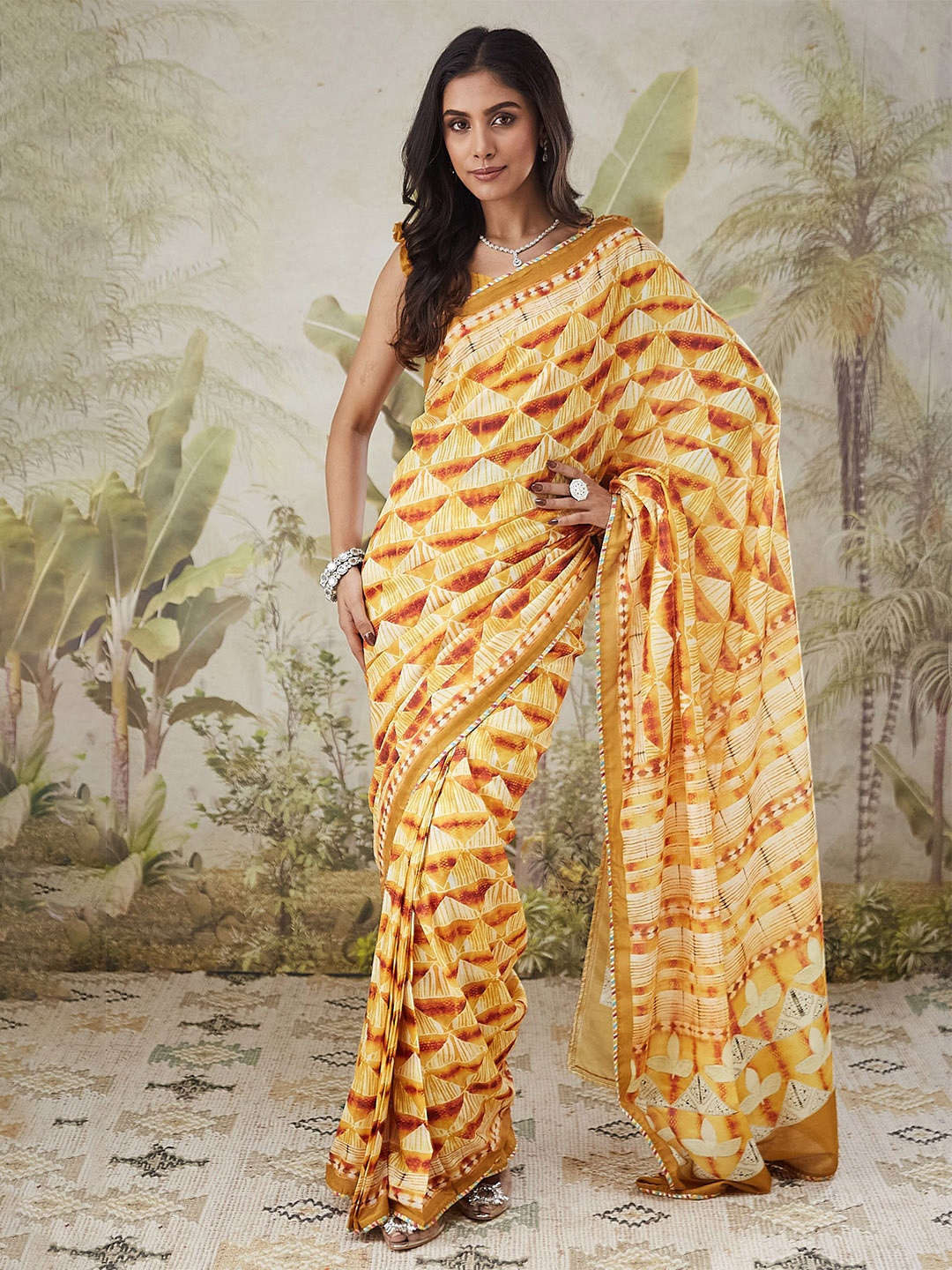 

RACHNA Tie and Dye Saree, Yellow