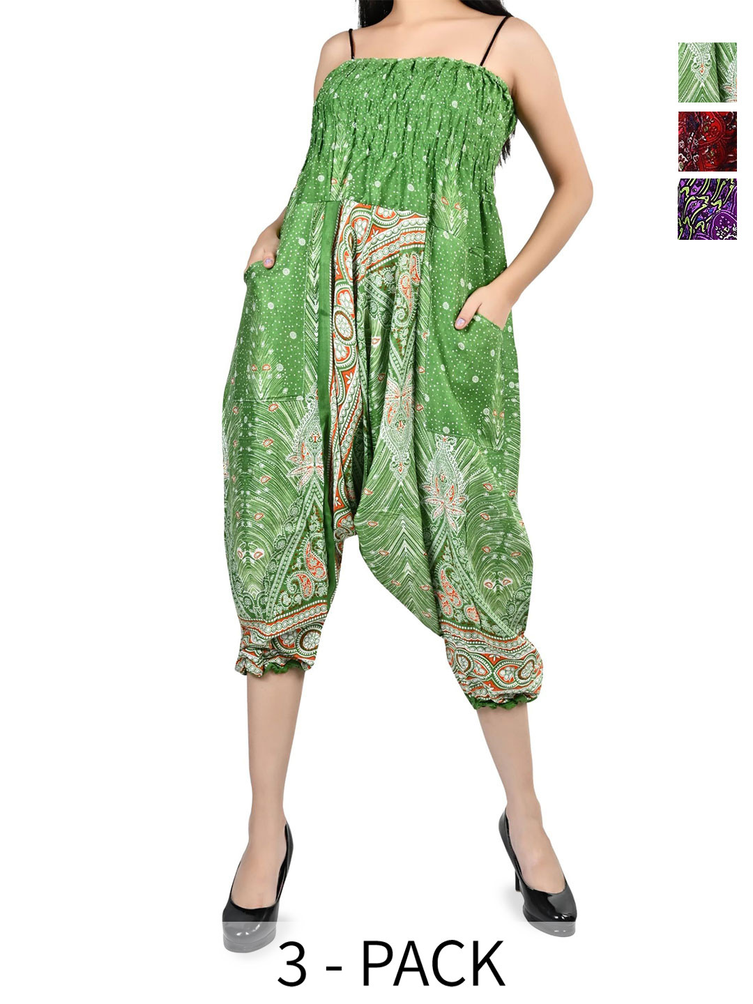 

NarNari Women Pack Of 3 Printed High-Rise Harem Pants, Purple
