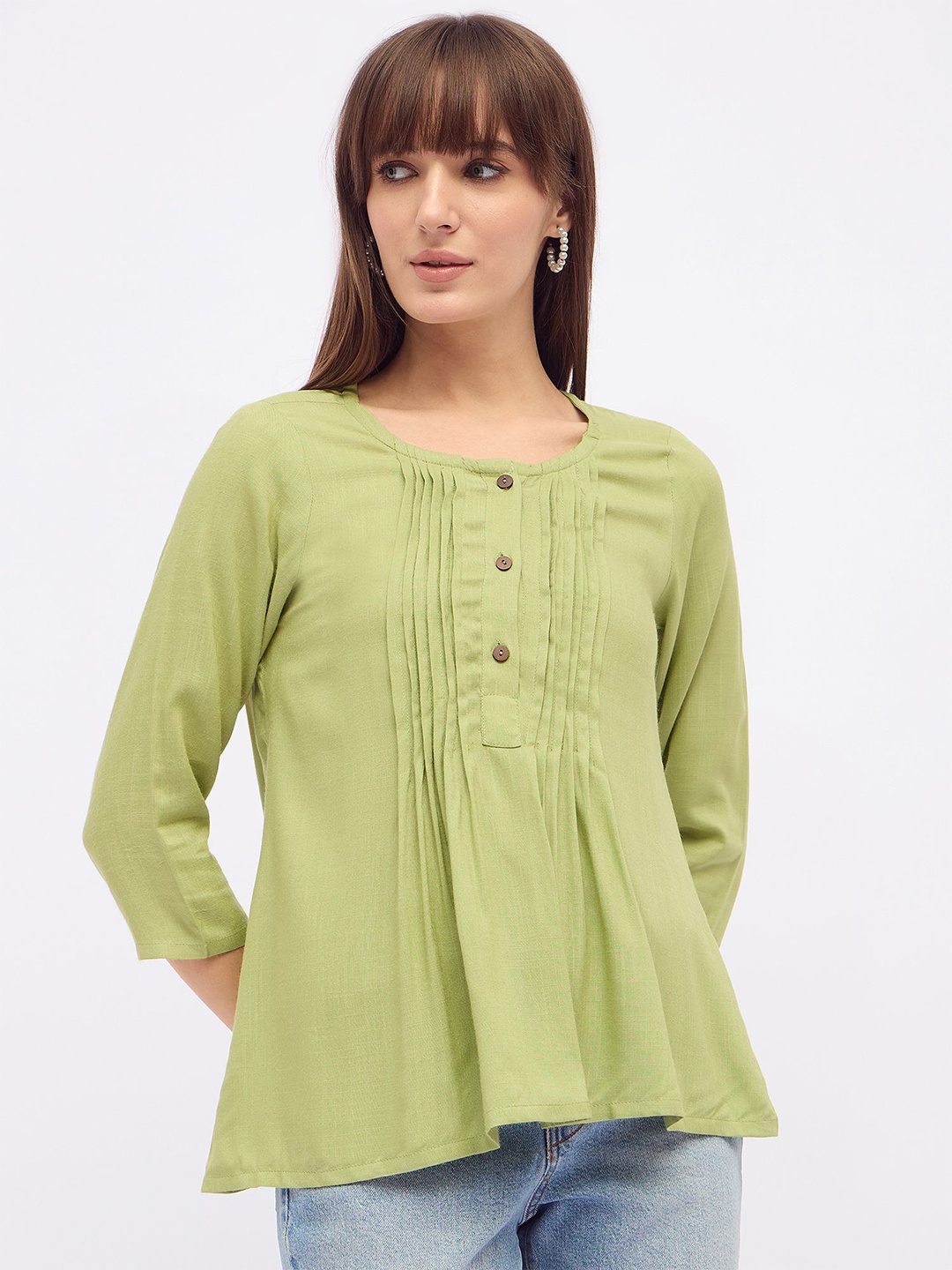 

DressBerry Mandarin Collar Top, Olive