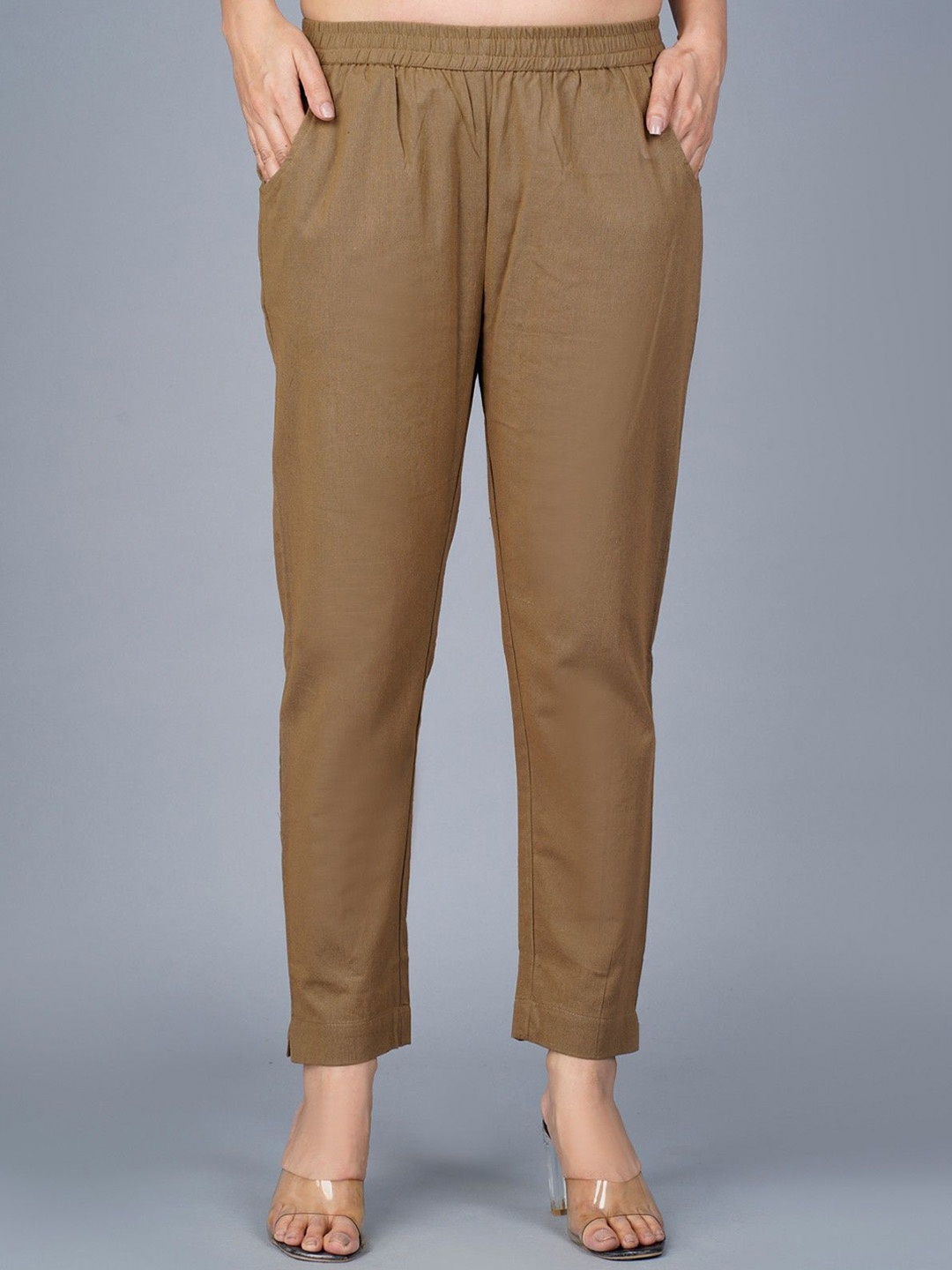 

GiftyBasket Women Regular Fit Cotton Trousers, Brown